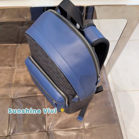 NWT Coach West Backpack In Colorblock Signature Canvas CAX44 Deep Blue - Picture 5 of 9